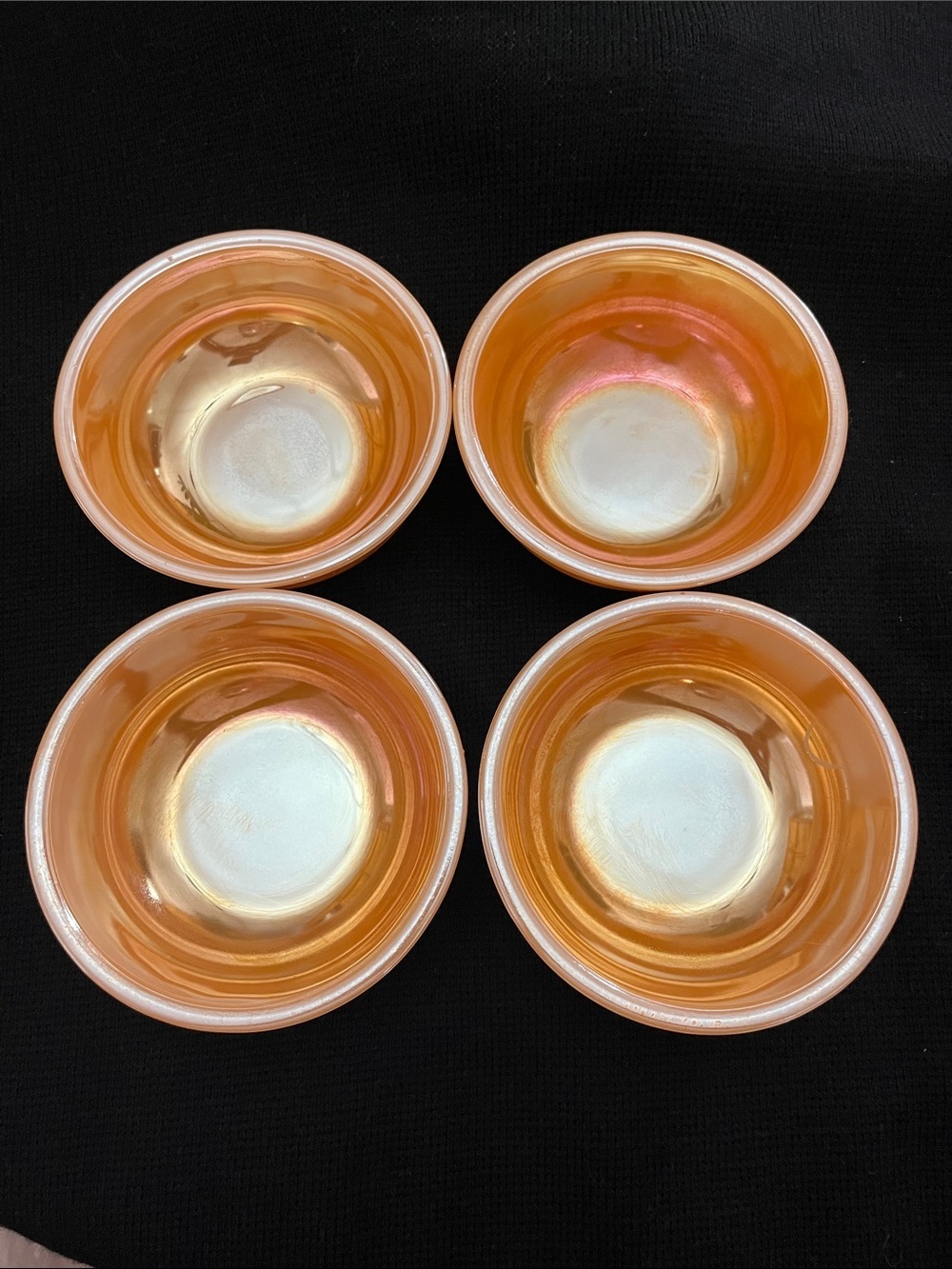 Vintage Fire King Peach Lustre Berry Bowls Lot of 4 MCM Milk Glass